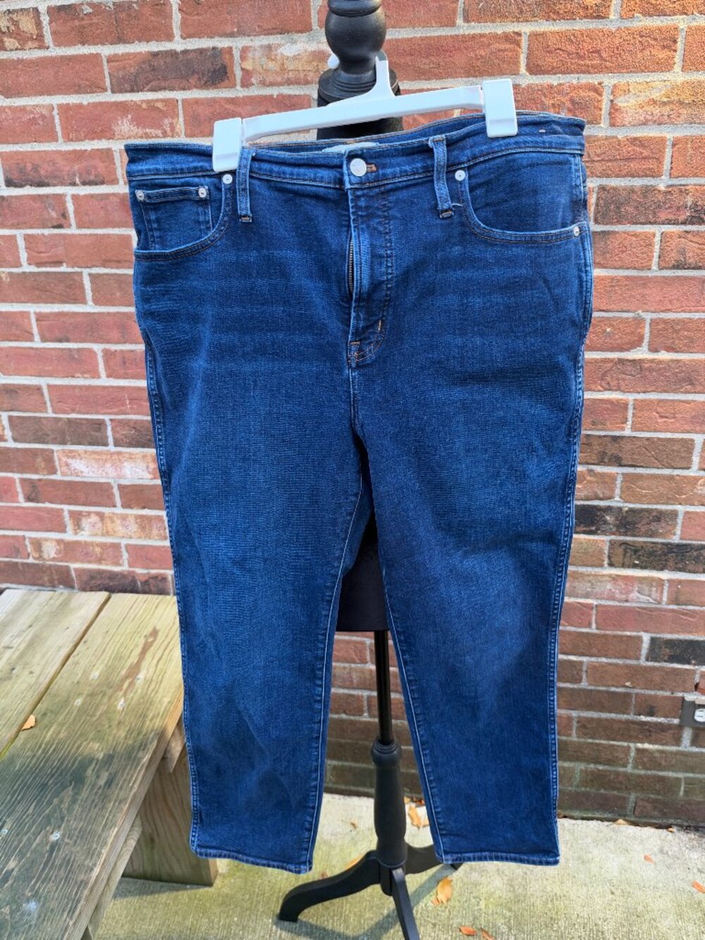 Madewell Jeans Womens 33 Wool Blend Cozy Denim Straight Leg Dark Wash DM7471